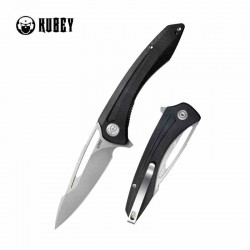 Couteau Kubey Merced Black Manche G10 Lame Acier AUS-10 Bead Blast IKBS Linelock Clip KUB345A - Livraison Gratuite