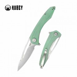 Couteau Kubey Merced Jade Manche G10 Lame Acier AUS-10 Bead Blast IKBS Linelock Clip KUB345D - Livraison Gratuite