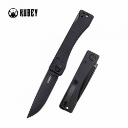 Couteau Kubey Akino Black Manche G10 Lame Acier Sandvik 14C28N Blackwash IKBS Linelock Clip KUB2102D - Livraison Gratuite