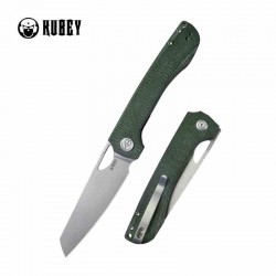 Couteau Kubey Elang Green Manche Micarta Lame Acier AUS-10 Bead Blasted IKBS Linelock Clip KUB365E - Livraison Gratuite