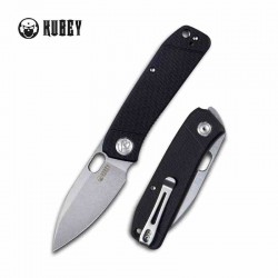 Couteau Kubey Hyde Black Manche G10 Lame Acier Sandvik 14C28N Bead Blasted IKBS Linelock Clip KUB2104A - Livraison Gratuite