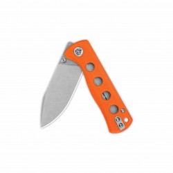 Couteau QSP Canary Orange Folder Lame Acier 14C28N Stonewash Manche G10 Handle IKBS Linerlock Clip QS150B1 - Livraison Gratuite