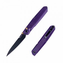 Couteau Real Steel G5 Metamorph Purple Manche G10 Lame Acier Sandvik 14C28N Black Button Lock Clip RS7832P - Livraison Gratuite