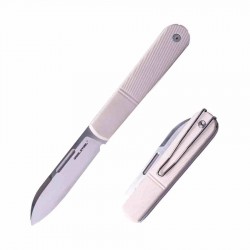 Couteau Real Steel Barlow RB-5 Ivory Manche G10 Lame Drop Point Acier N690 Slip Joint Clip RS8021I - Livraison Gratuite