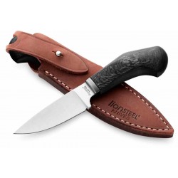 Couteau LionSteel Willy Carbon Fiber Lame Acier M390 Manche Fibre Carbone Etui Cuir Italy LSTWL1CF - Livraison Gratuite