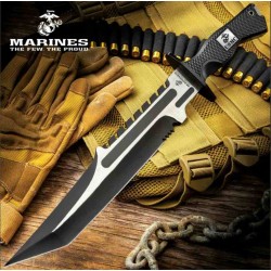 Couteau United Cutlery USMC Operation Mako Lame Tanto Acier Inox Manche TPU Etui Nylon UC3372 - Livraison Gratuite