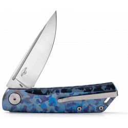 Couteau Real Steel Knives Luna Blue Camo Lame Acier N690 Satin Manche Titane SlipJoint Clip RS7001TC04B - Livraison Gratuite