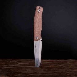 Couteau Real Steel Pathfinder Brown Manche Micarta Lame Acier 14C28N Etui Green Nylon RS3851B - Livraison Gratuite