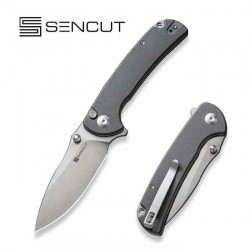 Couteau Sencut Pulsewave Gray Lame Acier 9Cr18MoV Satin Manche G10 Button Lock IKBS Clip S230322 - Livraison Gratuite