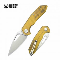 Couteau Kubey Coeus Ultem Lame Acier D2 Manche Yellow Linerlock CLip IKBS KUB122P - Livraison Gratuite