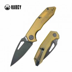 Couteau Kubey Coeus Ultem Lame Acier D2 Manche Yellow Linerlock CLip IKBS KUB122Q - Livraison Gratuite