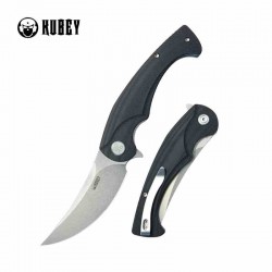 Couteau Kubey Scimitar Black Manche G10 Lame Acier AUS-10 BeadBlast IKBS Linerlock Clip KUB173E - Livraison Gratuite