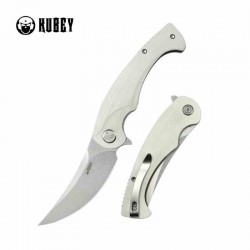 Couteau Kubey Scimitar White Manche G10 Lame Acier AUS-10 BeadBlast IKBS Linerlock Clip KUB173C - Livraison Gratuite