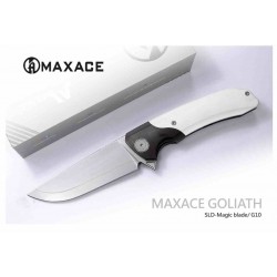 Couteau Maxace Goliath 2.0 Lame Acier SLD-Magic Manche White/Titane IKBS Clip MAXM07C - Livraison Gratuite