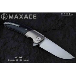 Couteau Maxace Mamba Black Lame Acier SLD-Magic Manche G10/Titane IKBS Clip MAXM16E - Livraison Gratuite