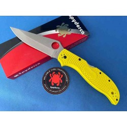 Couteau Spyderco Stretch 2 XL Salt Yellow Lame Acier H-2 Manche FRN Lockback Made Japan SC258PYL - Livraison Gratuite