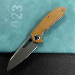 Couteau KUBEY Vagrant Tan Manche Micarta Lame Acier M390 Sandblast IKBS Linerlock Clip KUB291V - Livraison Gratuite