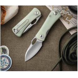 Couteau Trivisa Andromeda Jade Manche G10 Lame Acier 14C28N SW IKBS Linerlock Clip TVTY18G14 - Livraison Gratuite