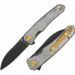 Couteau QSP Otter Denim Manche Micarta Lame Acier 14C28N BLK IKBS Linerlock Clip QS140F2 - Livraison Gratuite