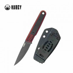 Couteau Kubey JL Fixie Red Black Manche G-10 Lame Blackwash Acier 14C28N Etui Kydex KUB356A - Livraison Gratuite