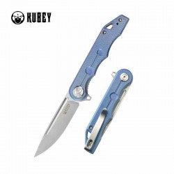 Couteau Kubey MIZO Blue Manche Micarta Lame Acier AUS-10 IKBS Linelock Clip KUB312O - Livraison Gratuite