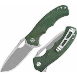 Couteau QSP Gorilla Green Manche Micarta Lame Acier 14C28N SW IKBS Linerlock Clip QS153C1 - Livraison Gratuite