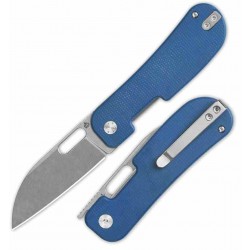 Couteau QSP Variant PE Blue Manche Micarta Lame Acier 14C28N SW Sheepsfoot IKBS Linerlock Clip QS154C - Livraison Gratuite