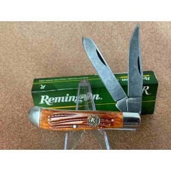 R15642 Couteau Remington Back Woods Trapper 2 Lames Acier Carbone Manche Os - Livraison Gratuite