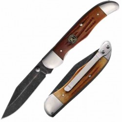 Couteau Remington Back Woods Linerlock Lame Acier Carbone Manche Os R15647 - Livraison Gratuite