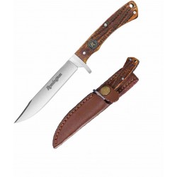 Couteau Remington Back Woods Skinner Lame Acier 440 Manche Os Etui Cuir R15649 - Livraison Gratuite