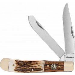 R15652 Couteau Canif 2 Lames Remington Guide Trapper Lames Acier 440 Manche Os & Bois Cran Forcé - Livraison Gratuite