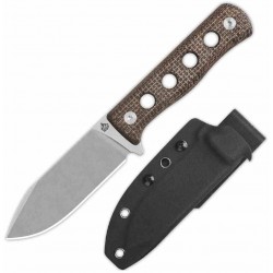 Couteau QSP Canary Fixed Blade Brown Lame Acier Cr8Mo2VSi SW Manche Micarta Etui Kydex QS155A1 - Livraison Gratuite