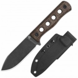 Couteau QSP Canary Fixed Blade Brown Lame Acier Cr8Mo2VSi BLK Manche Micarta Etui Kydex QS155A2 - Livraison Gratuite