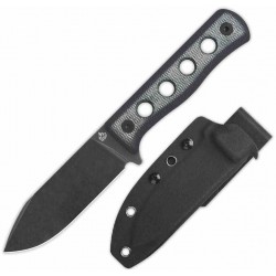 Couteau QSP Canary Fixed Blade Black Lame Acier Cr8Mo2VSi BLK Manche Micarta Etui Kydex QS155B2 - Livraison Gratuite