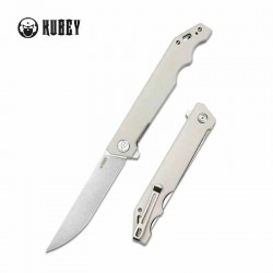 Couteau Kubey Pylades Ivory Manche G10 Lame Acier AUS-10 Satin IKBS Linerlock Clip KUB253G - Livraison Gratuite