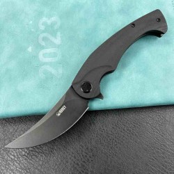 Couteau Kubey Scimitar Black Manche G10 Lame Acier 14C28N Blackwash IKBS Linerlock Clip KUB173L - Livraison Gratuite