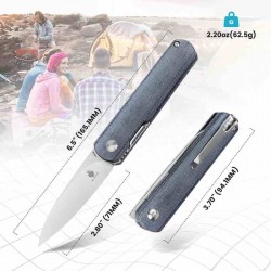 Couteau Kizer Cutlery Feist Denim Manche Micarta Lame Acier 154CM SW IKBS Liner Lock Clip KIV3499C4 - Livraison Gratuite