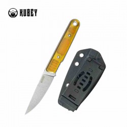 Couteau Kubey JL Fixie Yellow Manche Ultem Lame Beadblast Acier 14C28N Etui Kydex KUB356C - Livraison Gratuite