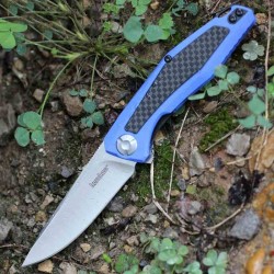 Couteau Kershaw Atmos Blue Manche G10/FCarbone Lame Acier 8Cr13MoV IKBS Clip Linerlock KS4037BLU - Livraison Gratuite