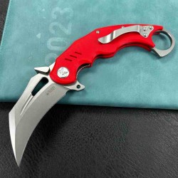 Couteau Kubey Wrath Karambit Red Manche G10 Lame Acier 14C28N IKBS Linerlock Clip KUB261D - Livraison Gratuite