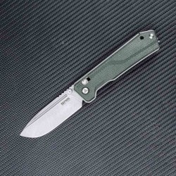 Couteau SRM Rubik Green Manche Micarta Lame Acier 14C28N Ambi Lock Clip SRM7228BMG - Livraison Gratuite