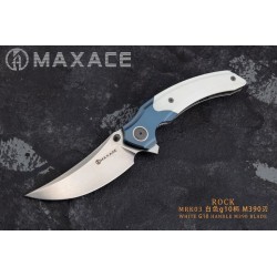 Couteau Maxace Rock White Manche G10/Titane Lame Acier M390 IKBS Linerlock Clip MAXMRK03 - Livraison Gratuite