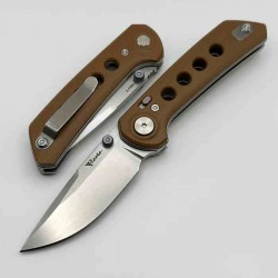 Couteau Reate Knives PL-XT Tan Manche G10 Lame Acier Nitro-V SW IKBS Pivot Lock Clip REA136 - Livraison Gratuite