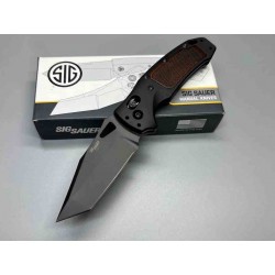 Couteau SIG Sauer K320 ABLE Lock Gray Tanto Lame Acier S30V Black Manche Alu/Bois Made USA SIG36367 - Livraison Gratuite