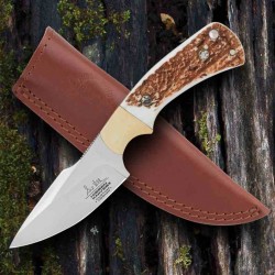 Couteau Gil Hibben Diamondback Stag Manche Bois de Cerf Lame Acier 1.4116 Harpoon Etui CUir GH5100GS - Livraison Gratuite