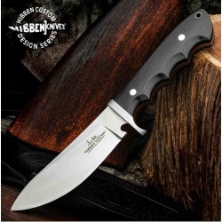 Couteau Gil Hibben Pro Hunter Satin Lame Drop Point Acier 5Cr15 Manche Bois Etui Cuir GH5124 - Livraison Gratuite