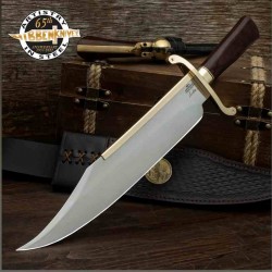 Couteau Gil Hibben 65TH Anniversary Old West Bowie Lame Acier Inox Manche Bois Etui Cuir GH5121 - Livraison Gratuite