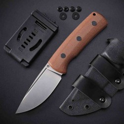 Couteau Petrified Fish Beluga Brown Manche Micarta Lame Acier N690 Etui Kydex Teck Lock PFKP01FBRMS - Livraison Gratuite