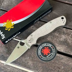 Couteau Spyderco Military 2 Compression Lock Brown Lame Acier CRU-WEAR Manche Micarta USA SC36MPCW2 - Livraison Gratuite