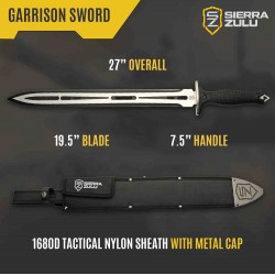 Epée Sabre Sierra Zulu Garrison Sword Lame Acier 7Cr13 Manche ABS Etui Nylon SZ5608 - Livraison Gratuite